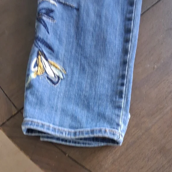 Chico's Blue Jeans with Yellow Floral Embroidery - Picture 3 of 4